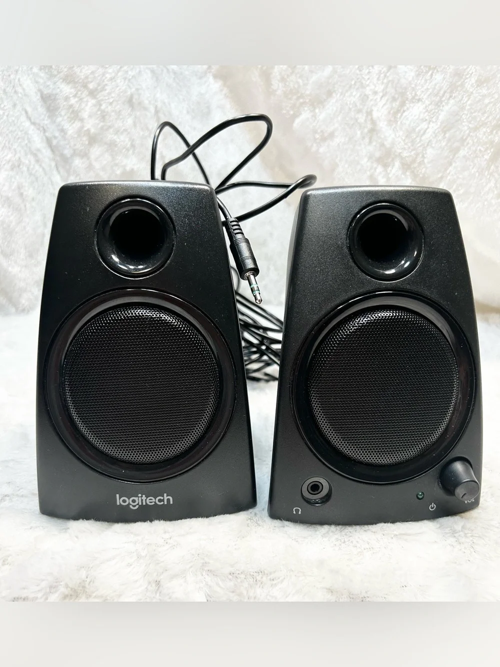 Logitech Z130 Wired Computer Speakers Headphone Jack PC MAC IPOD 3mm Jack TESTED